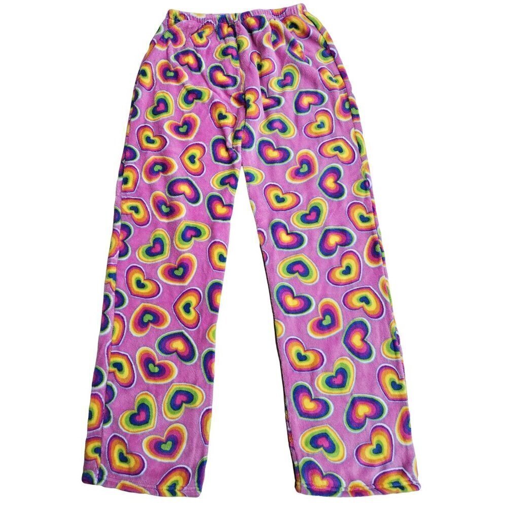 Pajama Pants Women Junior Small Sleepwear Plush Fleece Fuzzy Rainbow PJ Bottoms
